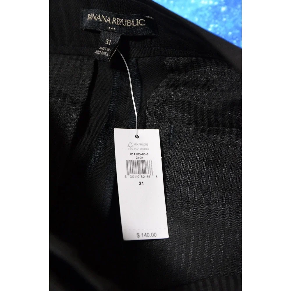Banana Republic Pants Mens 31 Black Flat Front Dress‎ Slacks Trousers NWT